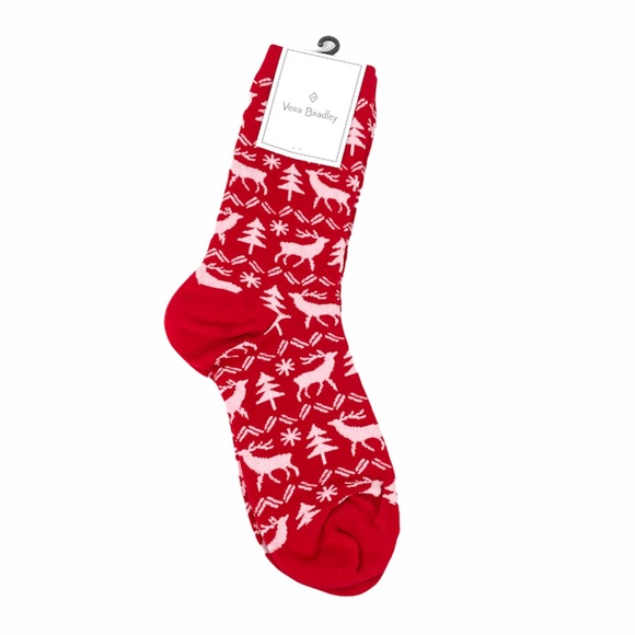 Vera Bradley Reindeer Intarsia Crew Socks, Red - Picture 4 of 4